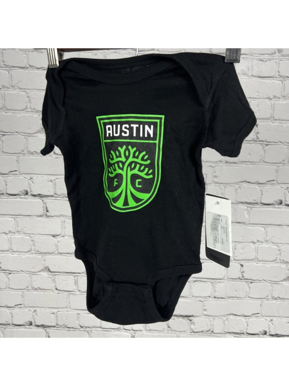 NWT Austin FC Texas MLS Soccer Black Cotton One Piece Infant Baby 3-6M